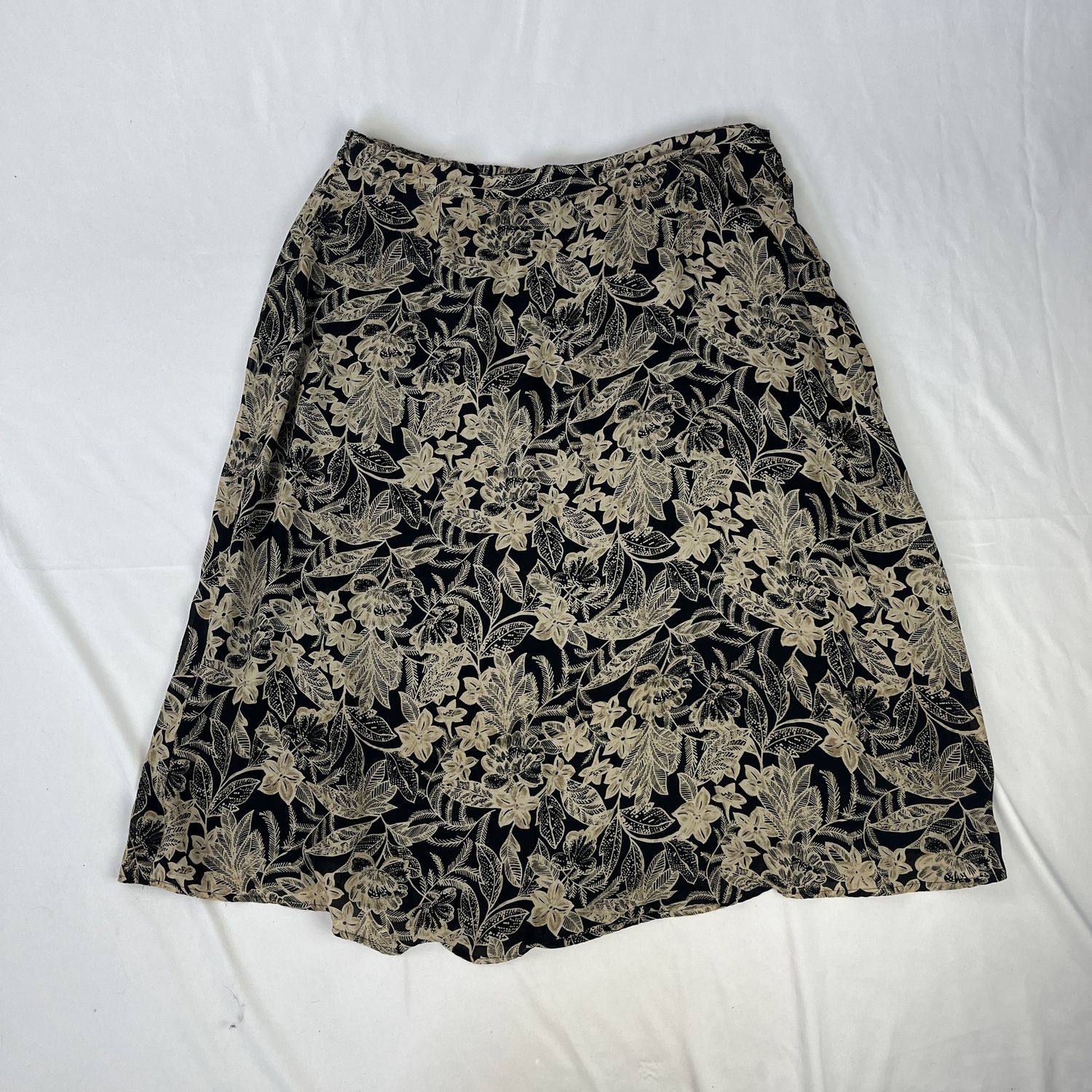 Neutral Floral Midi Skirt