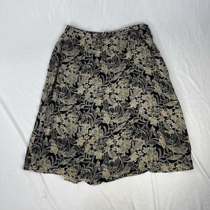 Neutral Floral Midi Skirt