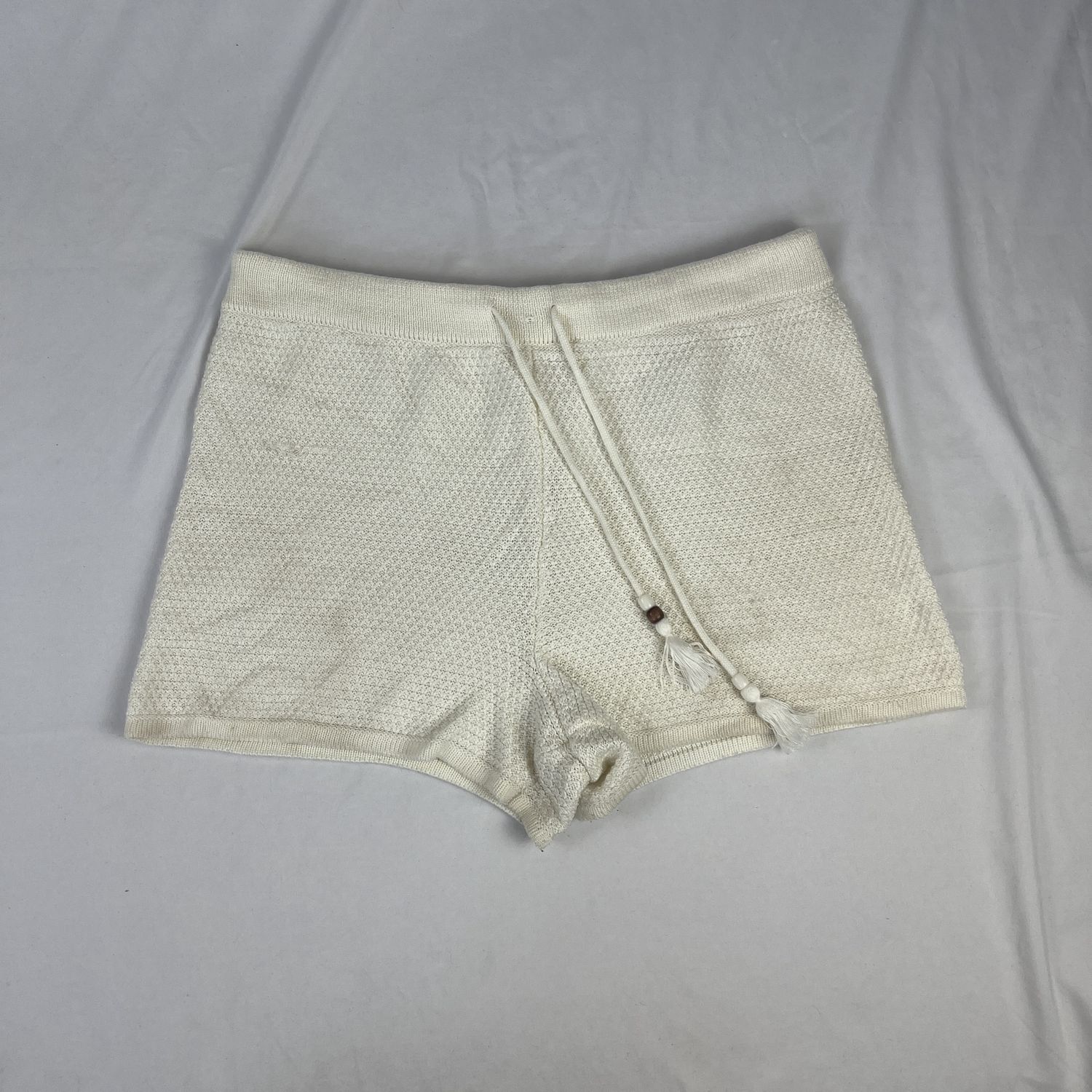Cream Knit Shorts