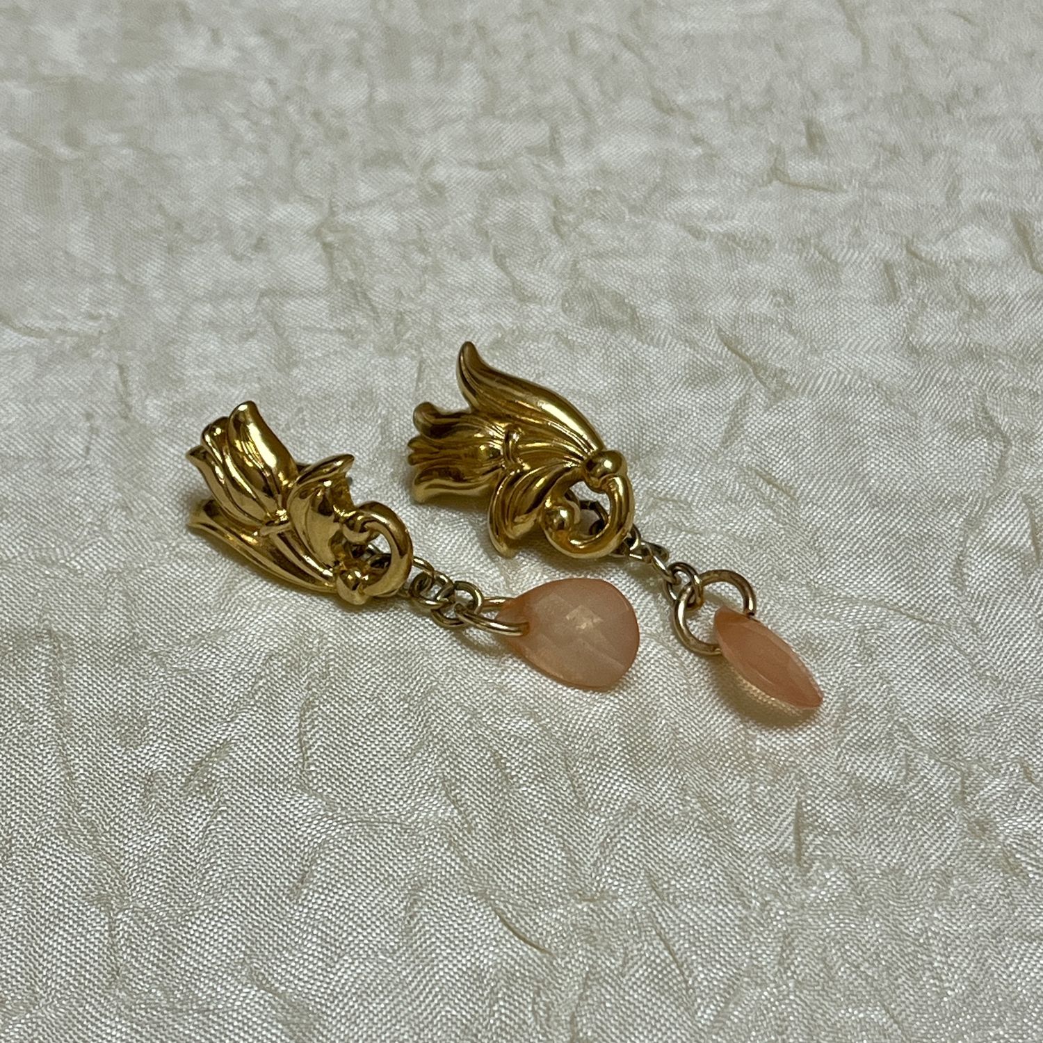 gold rose drop earrings