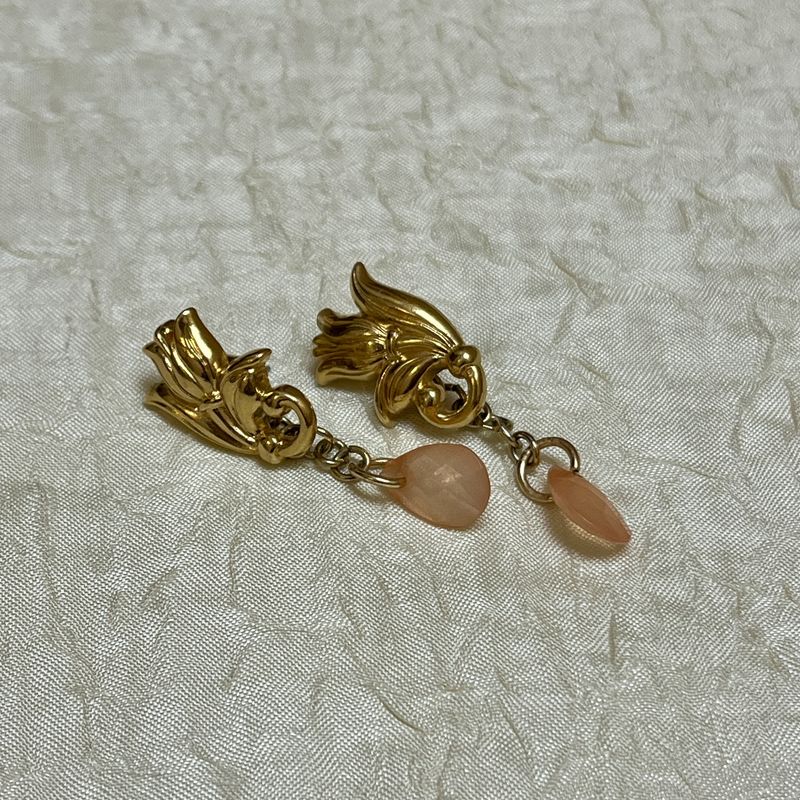 gold rose drop earrings