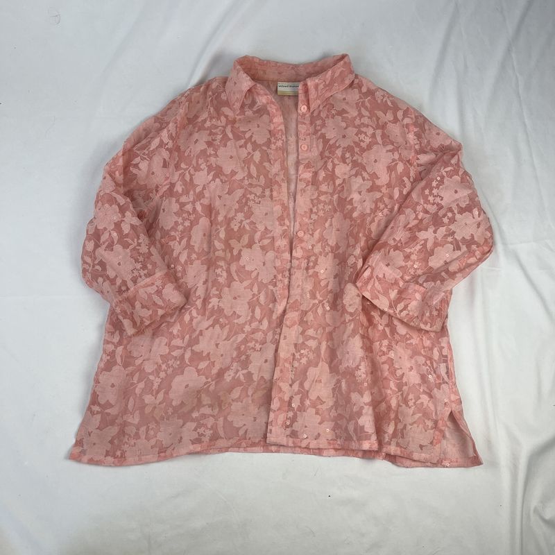 Sheer Flower Button Down