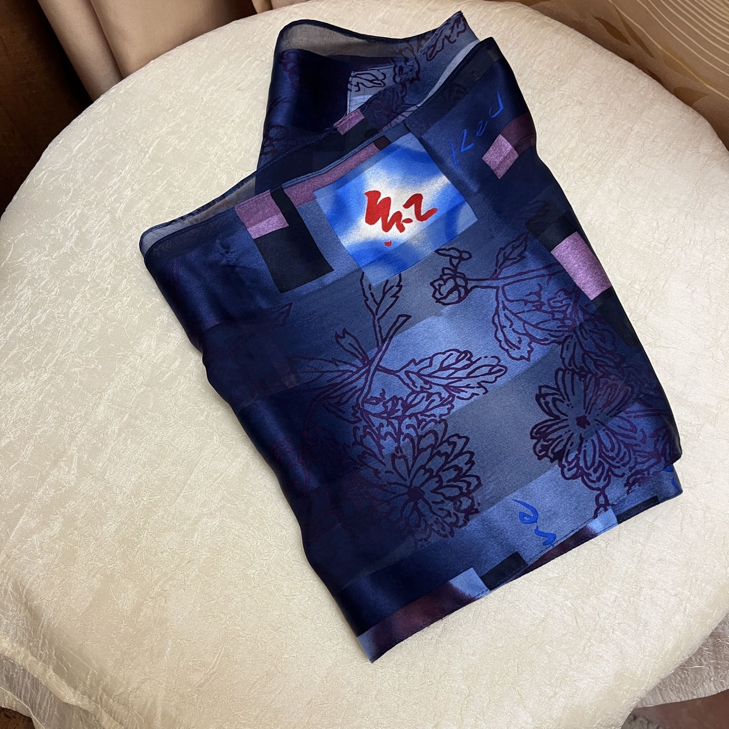 Blue and Purple Silk Scarf