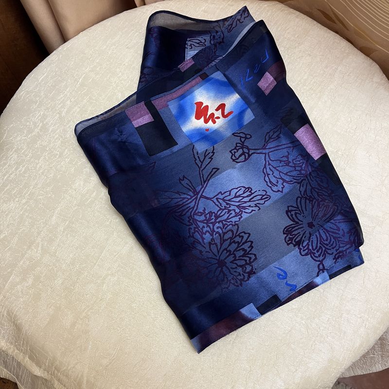 Blue and Purple Silk Scarf
