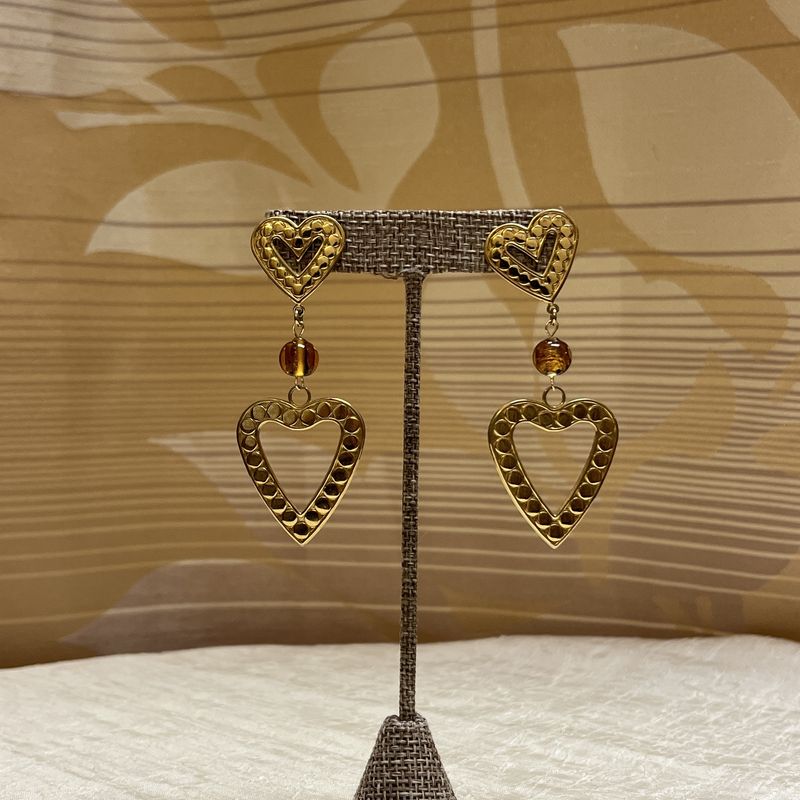 two tiered heart earrings