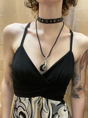 layered black studded choker