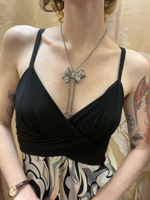 silver bow tie necklace