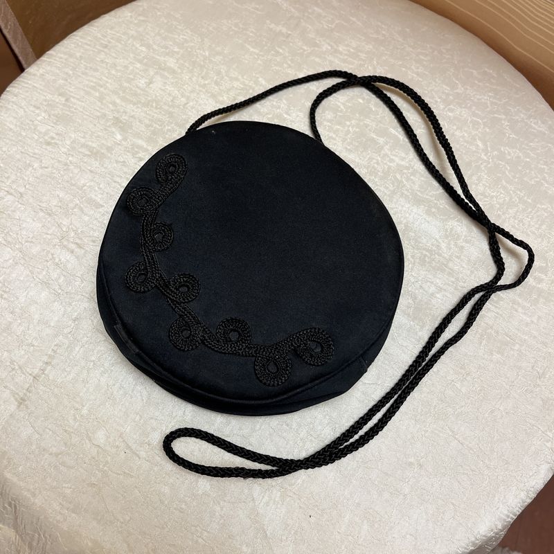 Black Embroidered Circle Purse