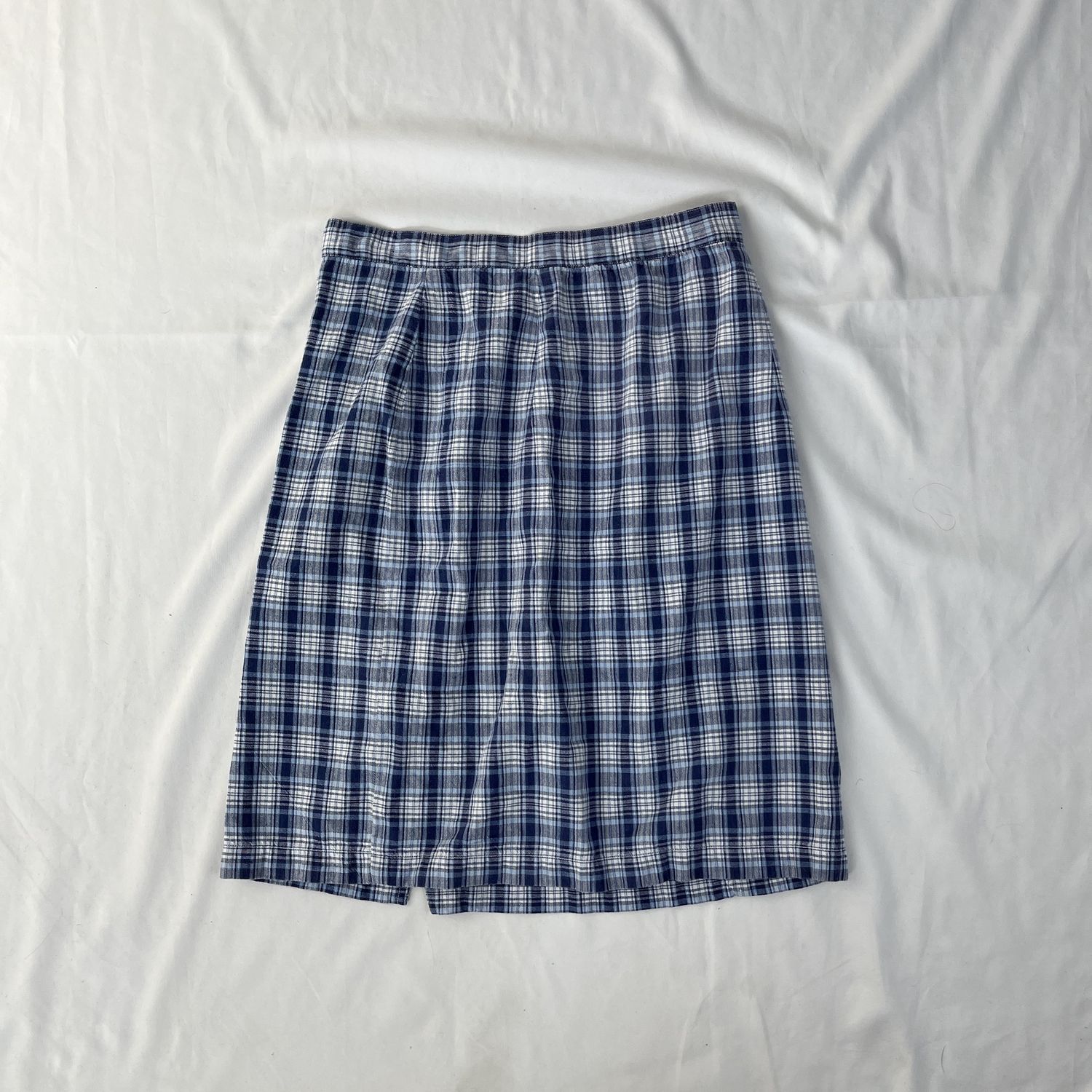 Blue Plaid Midi Skirt