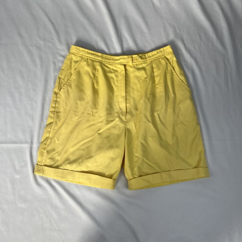 Yellow Cotton Midi Shorts