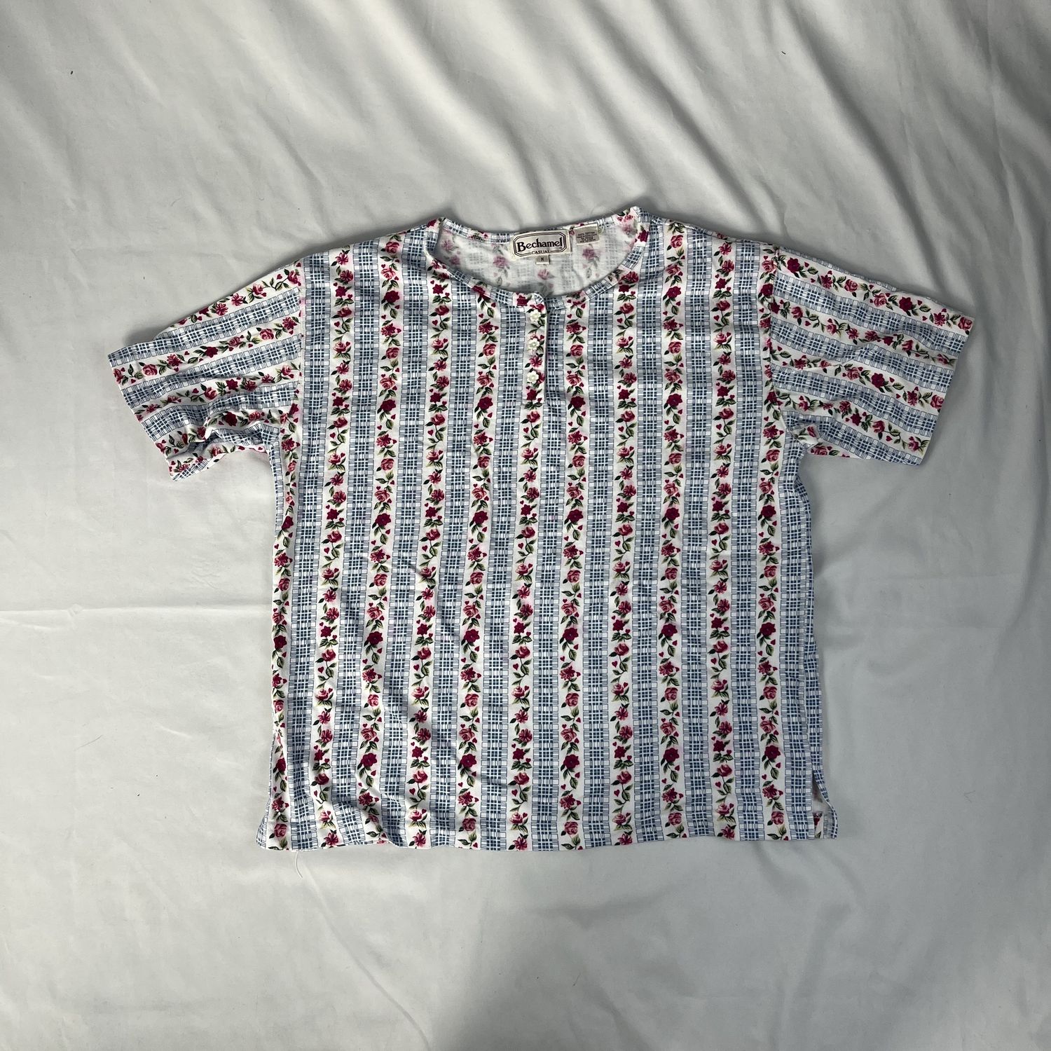 Floral Tee w/ Flower Buttons