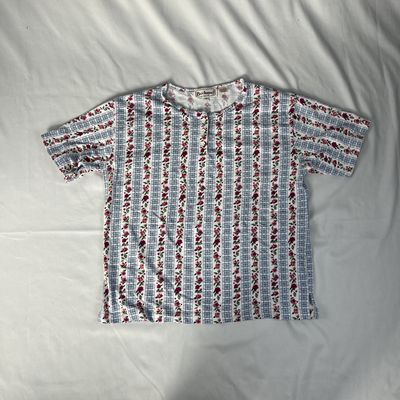 Floral Tee w/ Flower Buttons