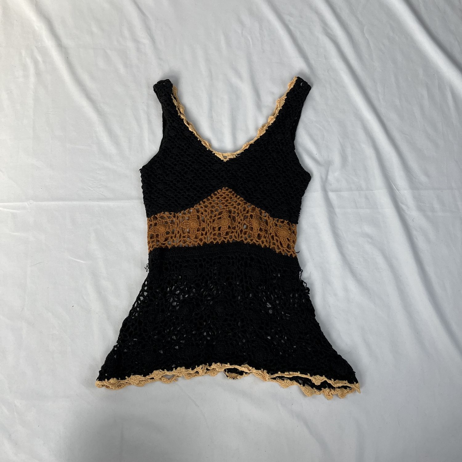 Black + Brown Crochet Top