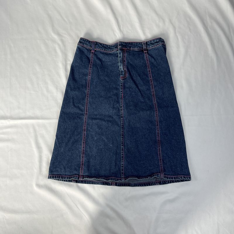 Denim Skirt w/ pink thread