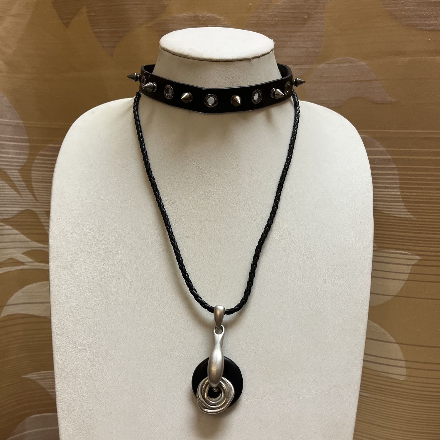 Black + Silver Spiked Necklace