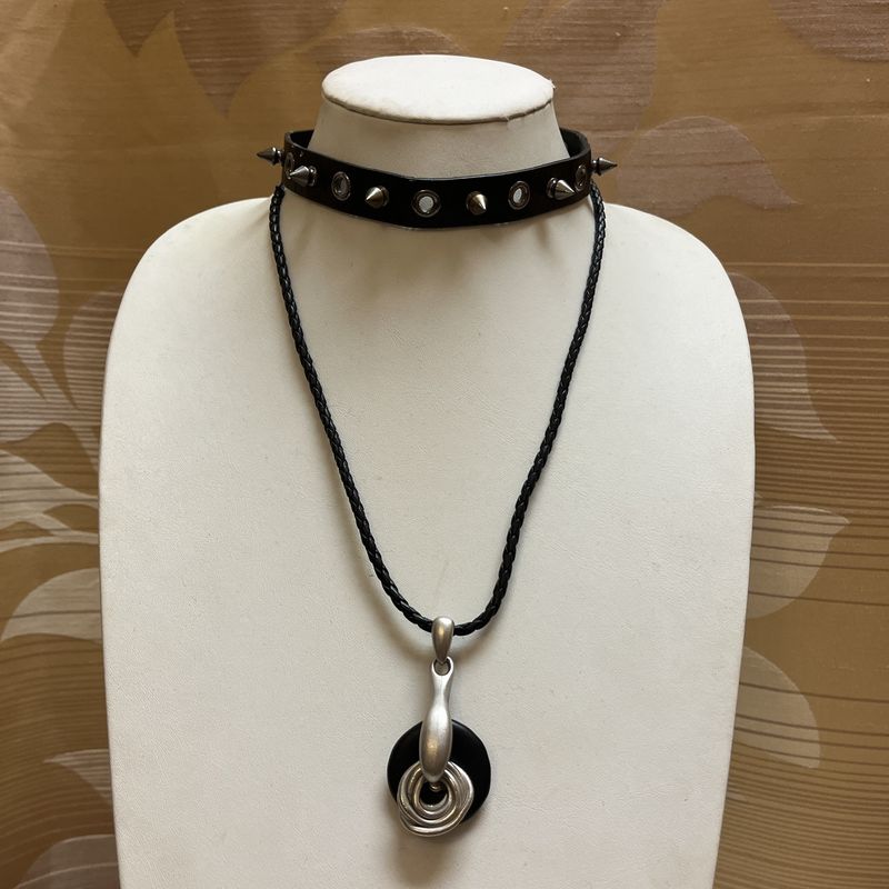 Black + Silver Spiked Necklace