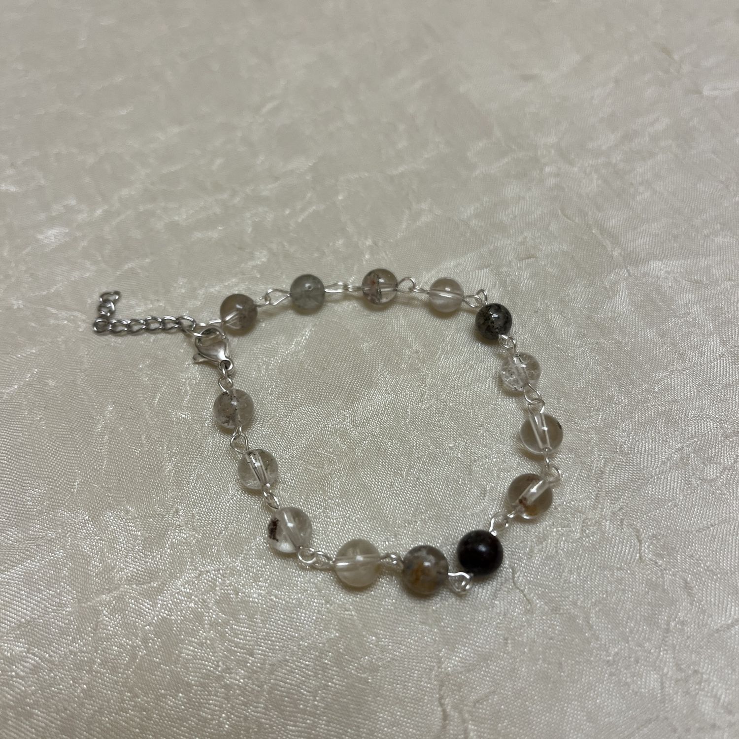silver and grey beaded bracelet