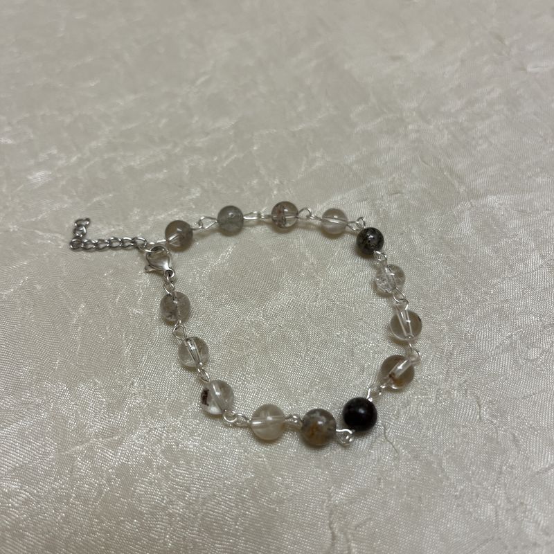 silver and grey beaded bracelet