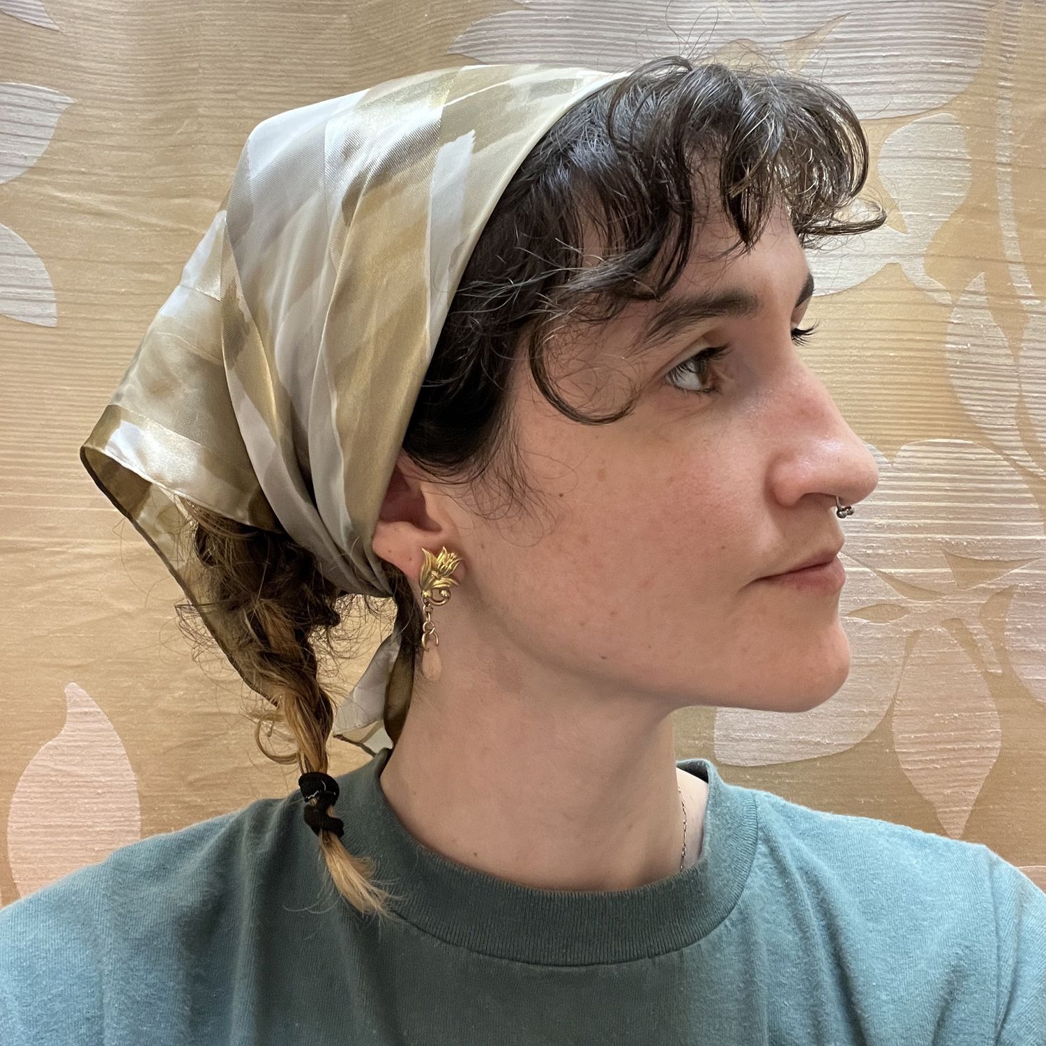 Beige Silk Scarf