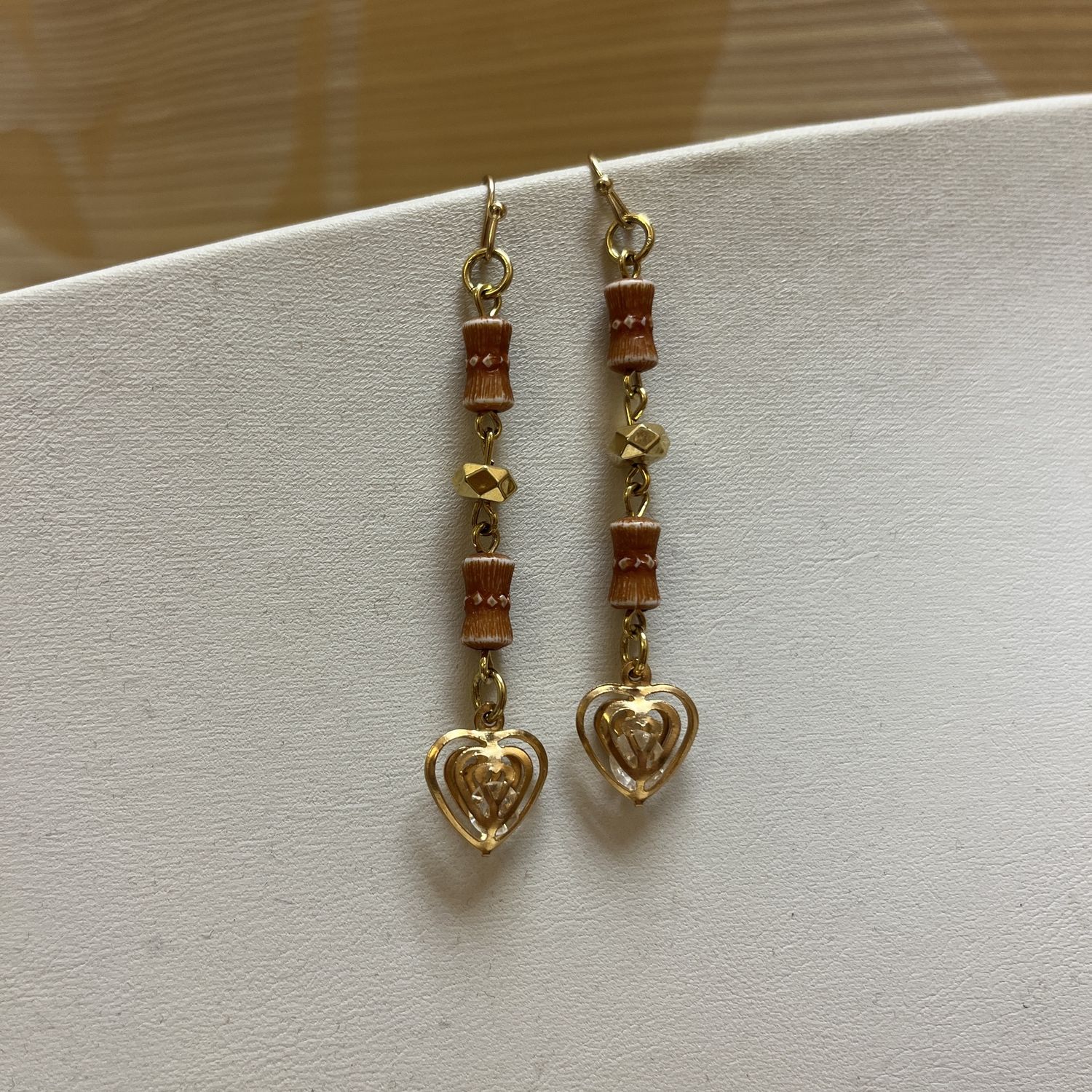 Beaded Heart Cage Earrings