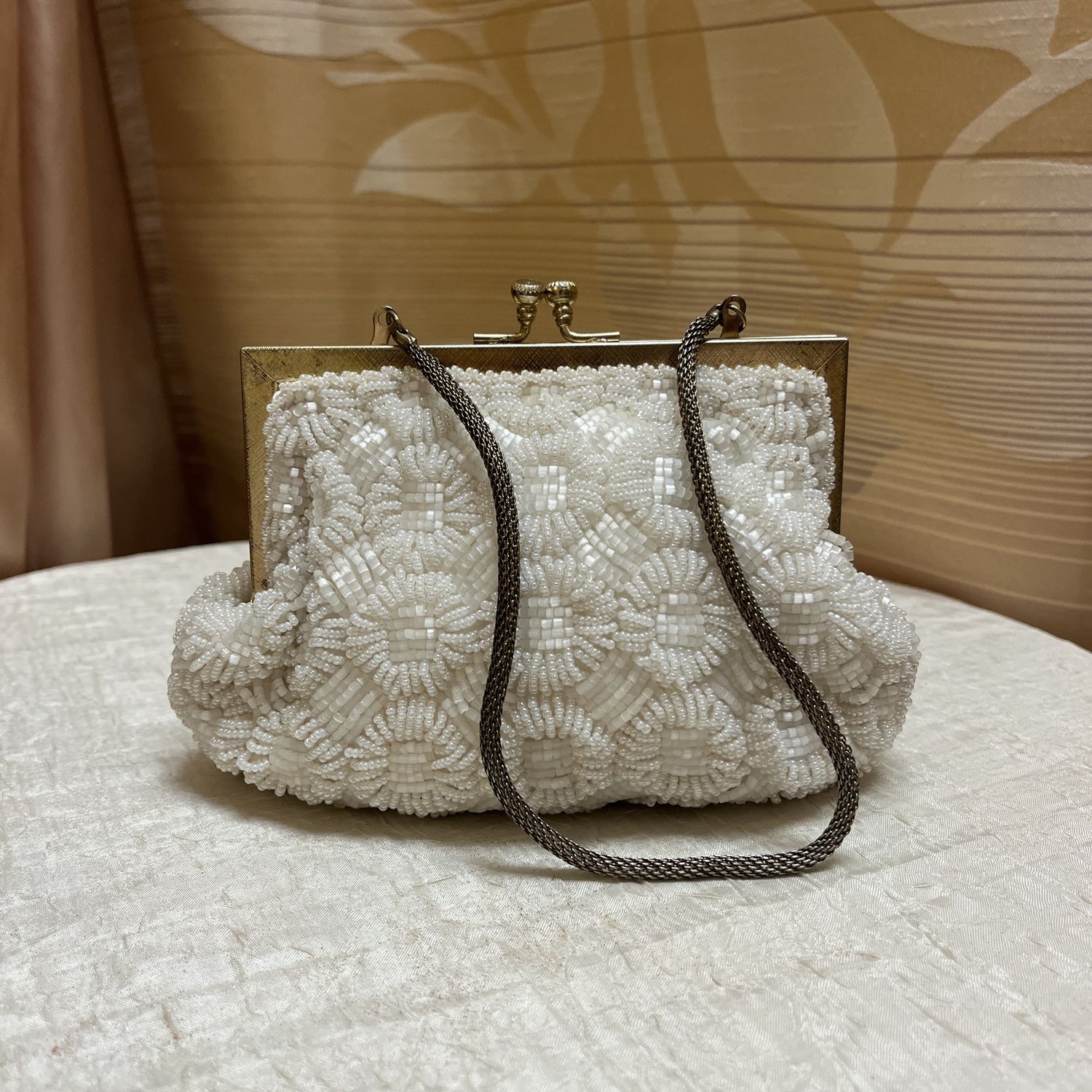 White Vintage Beaded Bag