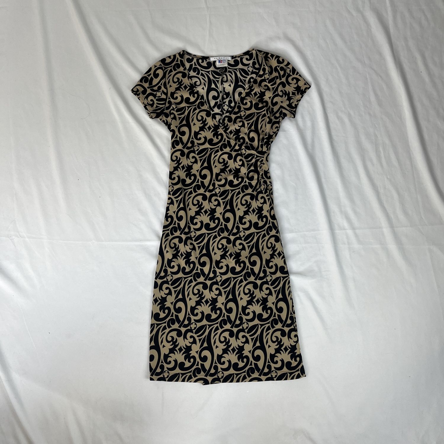 Black + tan paisley dress
