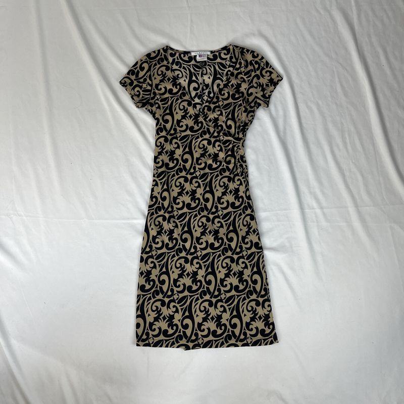 Black + tan paisley dress