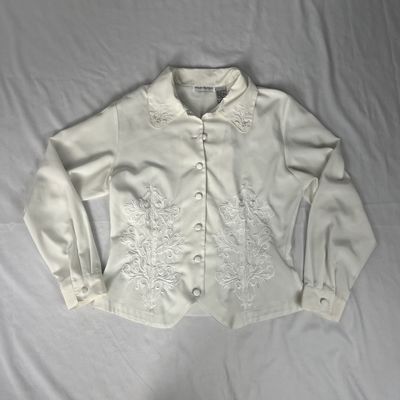 White Lace Collared Top