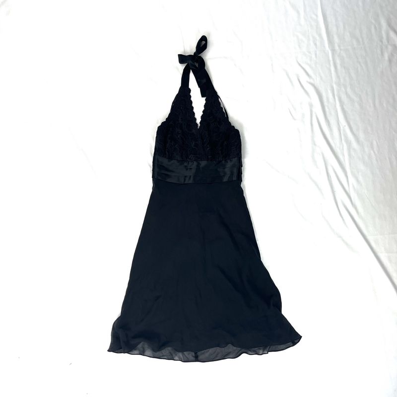 Lace Halter Black Dress