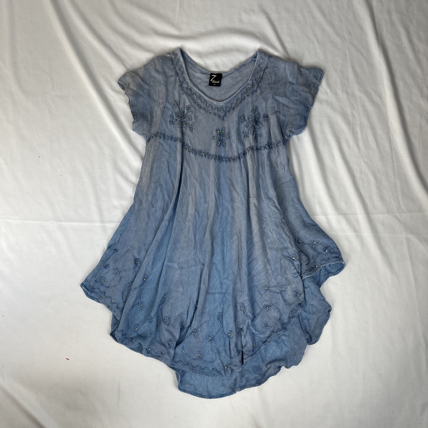 Light Blue Embroidered Dress