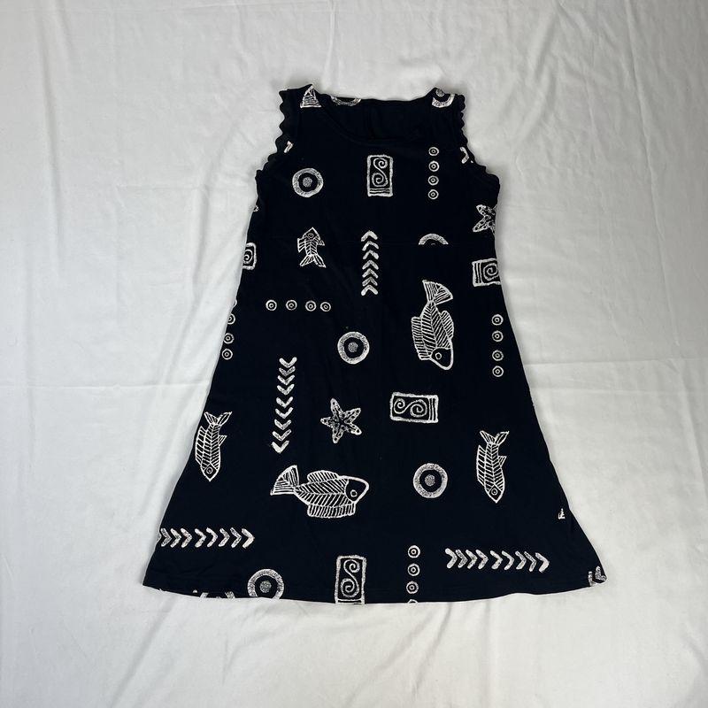 Black + White Fish Patterned Dress