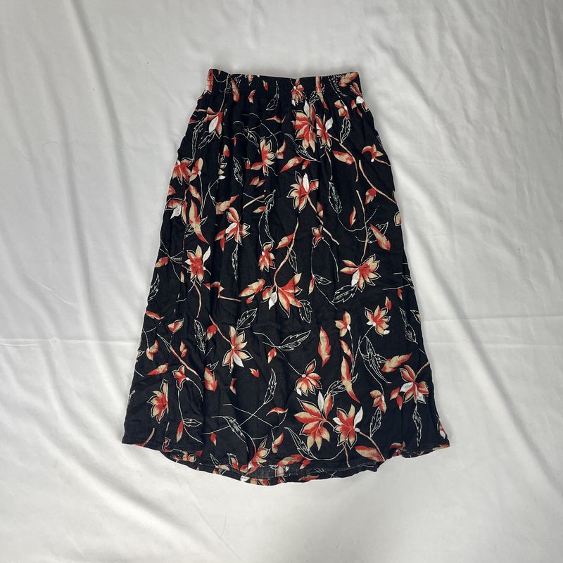 Red Flower Black Skirt