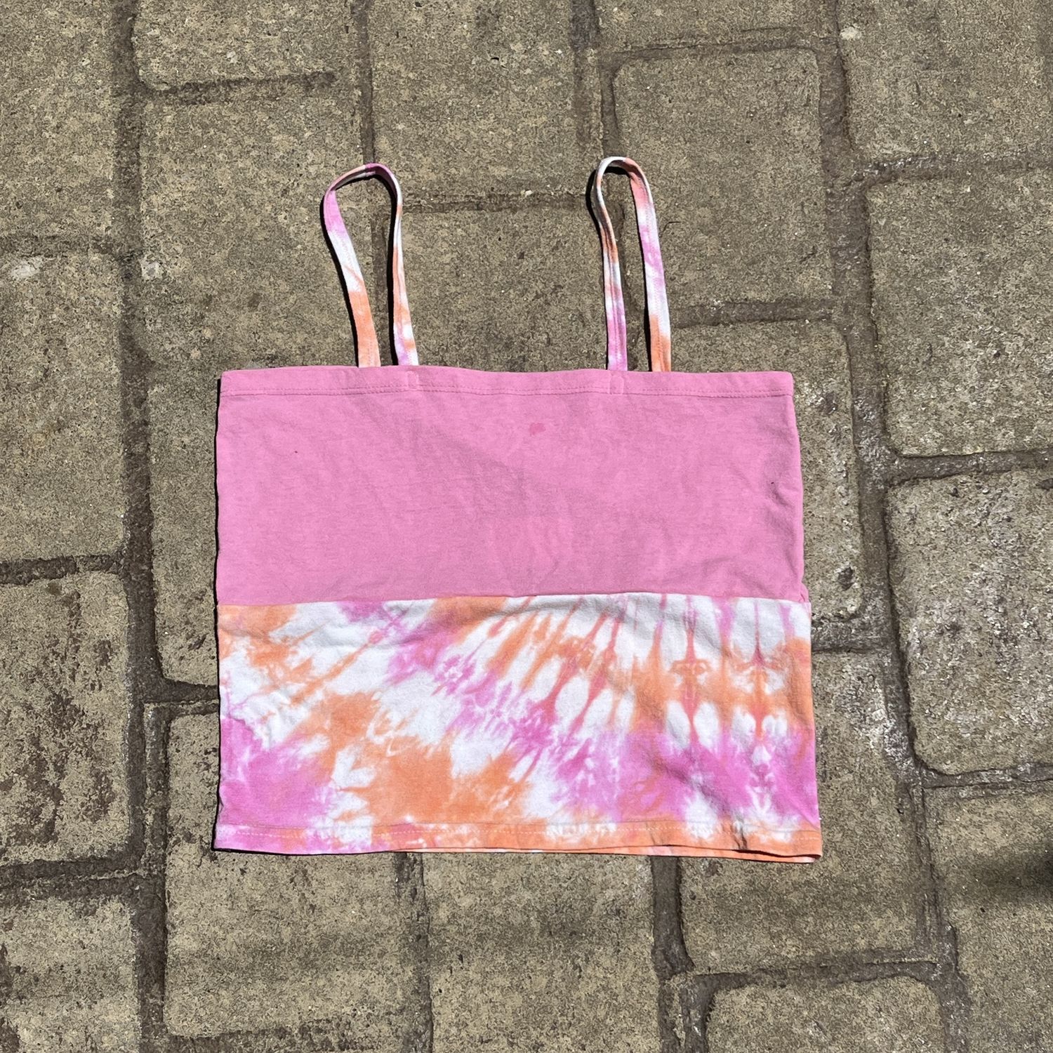 Up-cycled pink + tie dye Tank