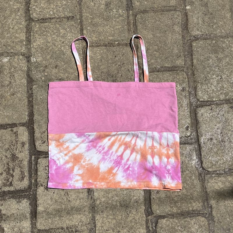Up-cycled pink + tie dye Tank