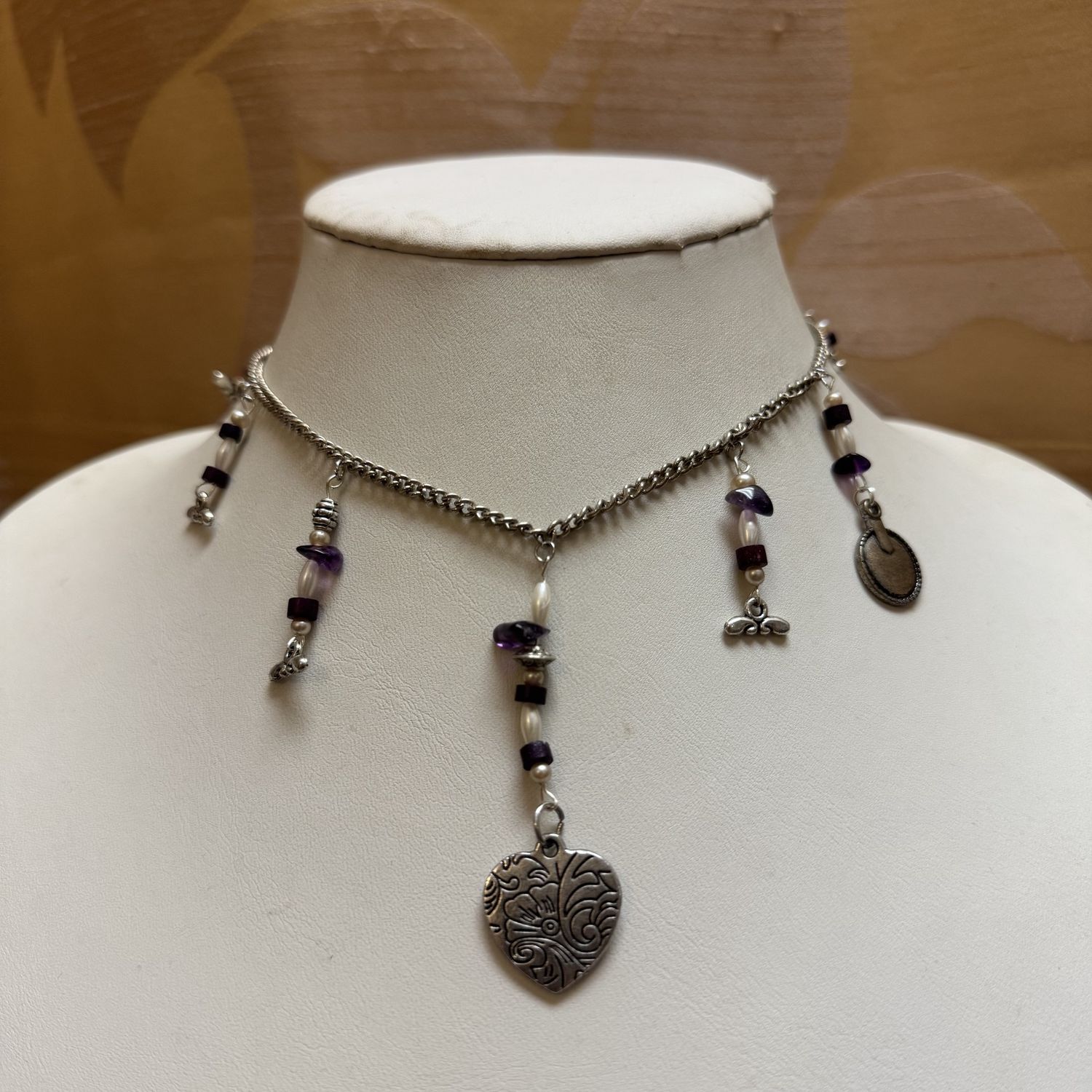 Purple Cascading Beads Necklace