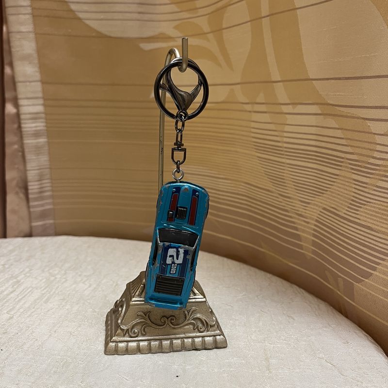 Teal #2 Race Car Keychain