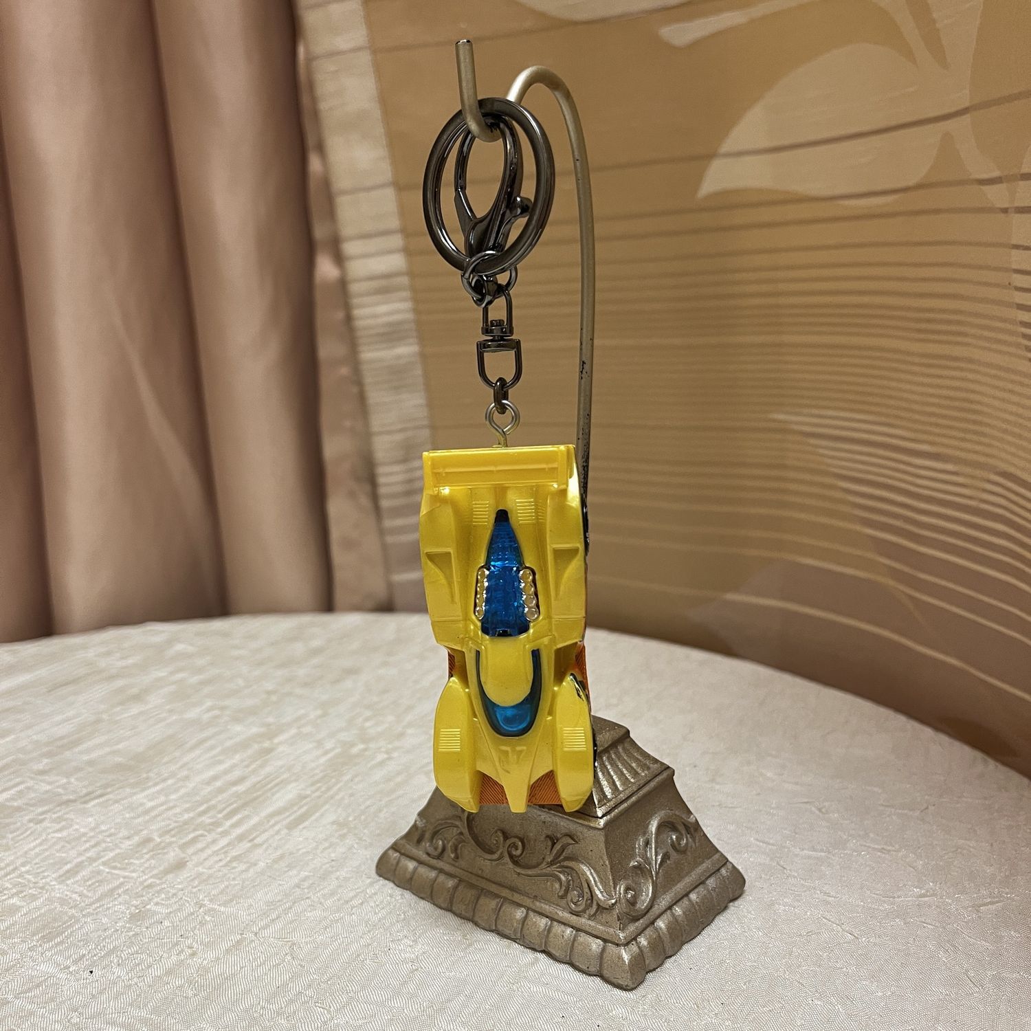 Yellow + Blue Race Car Keychain