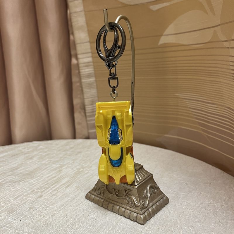 Yellow + Blue Race Car Keychain