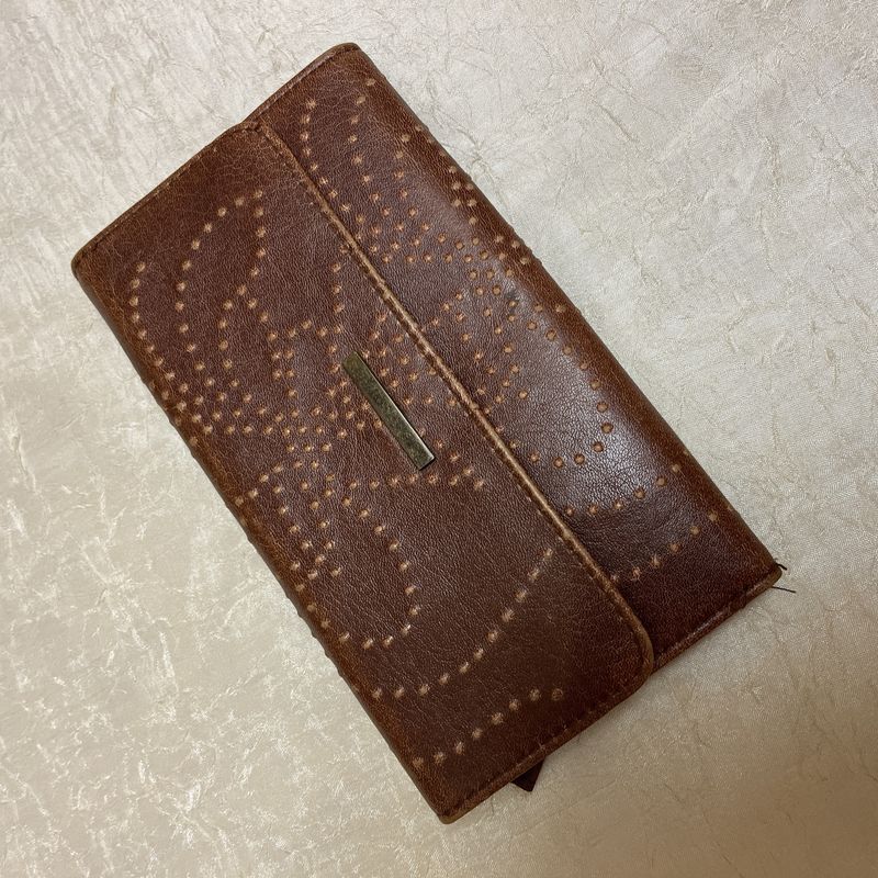 Brown Floral Leather Wallet
