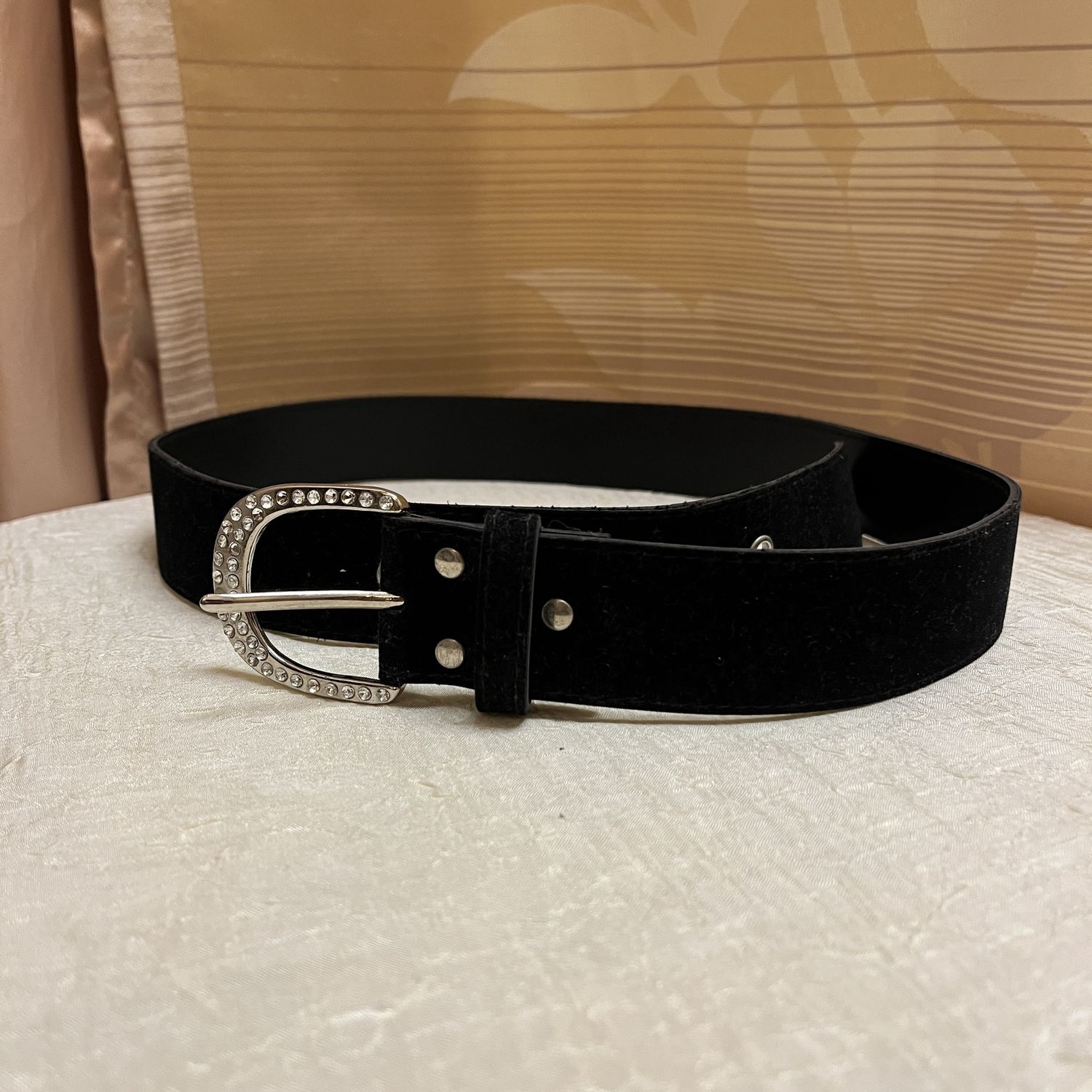 Black Velvet Rhinestone Belt