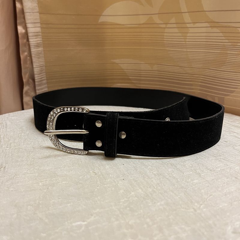 Black Velvet Rhinestone Belt