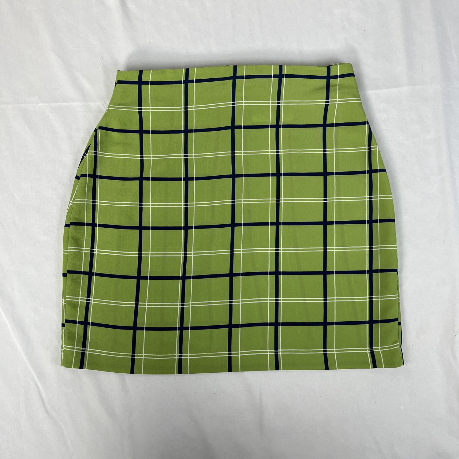 Green Plaid Mini Skirt
