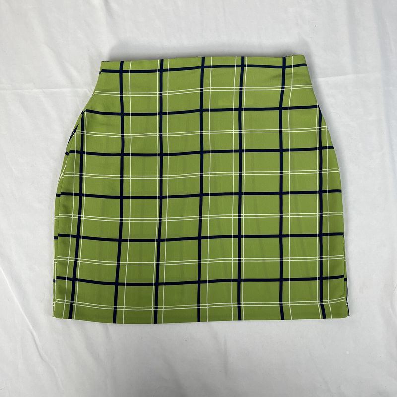 Green Plaid Mini Skirt