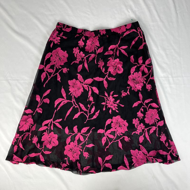 Hot Pink Floral Midi Skirt