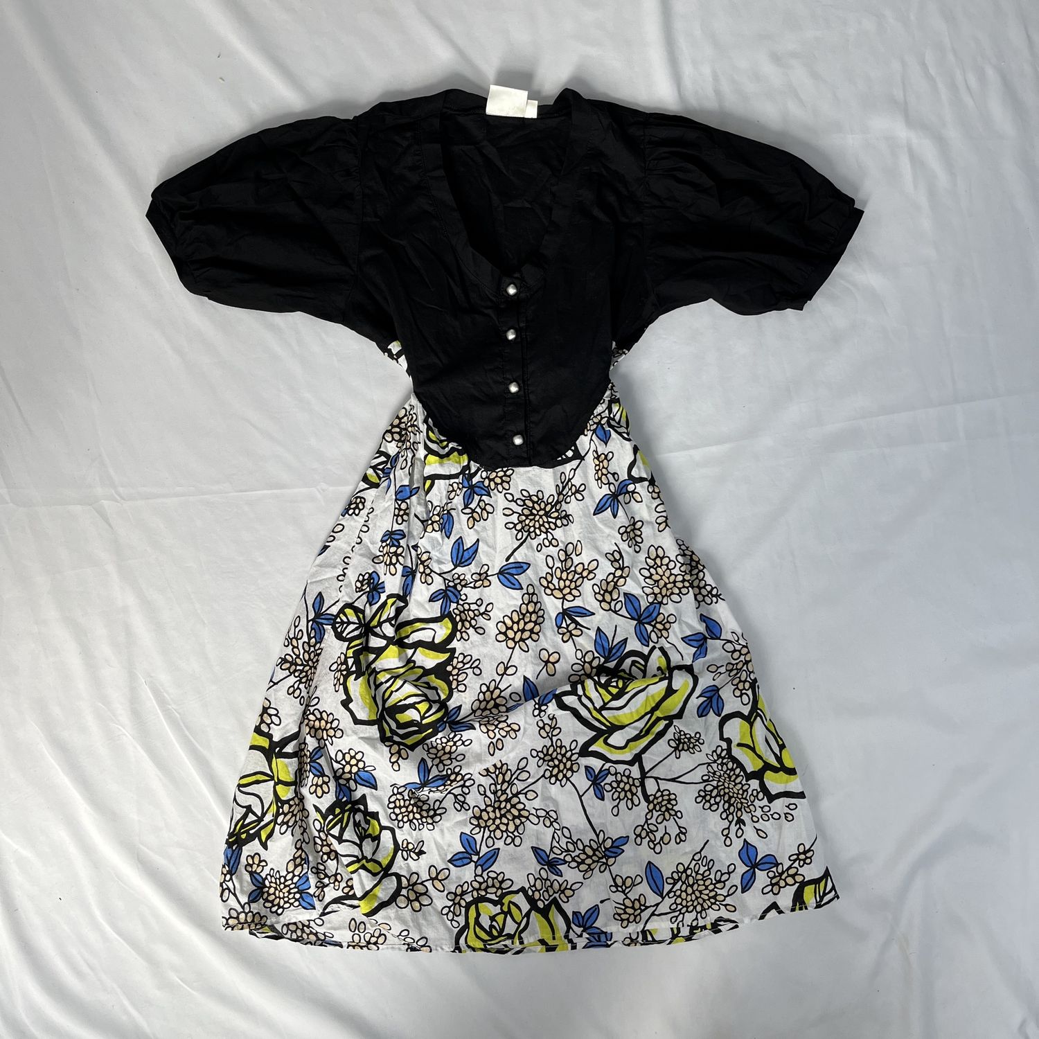 Tie back Black + Floral Dress