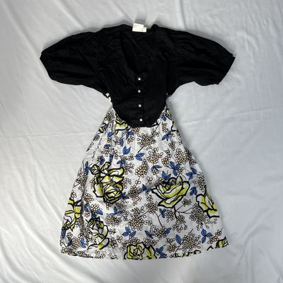Tie back Black + Floral Dress