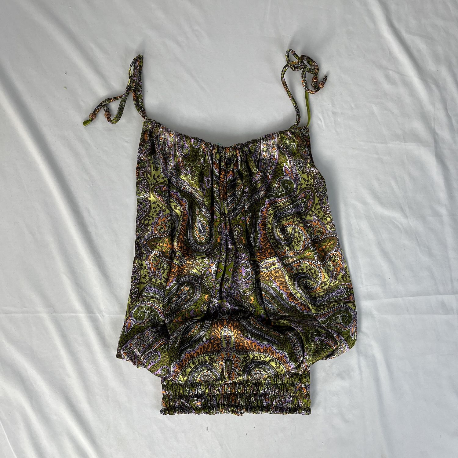Silky Green Paisley Dress