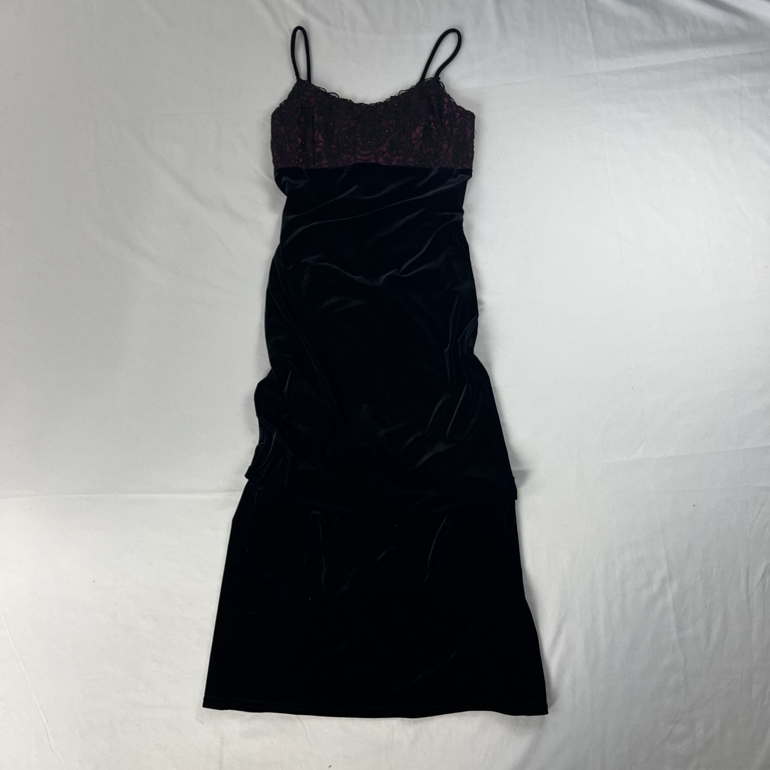 Magenta + Black Velvet Lace Dress