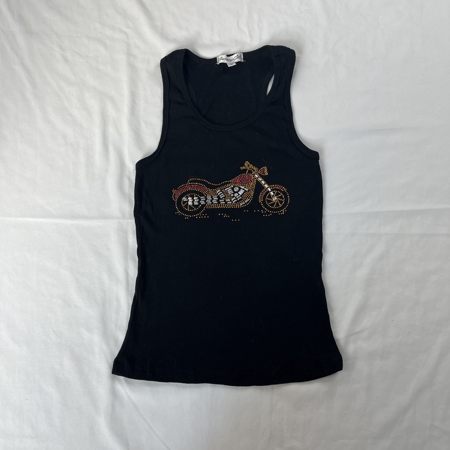 black rhinestone tank