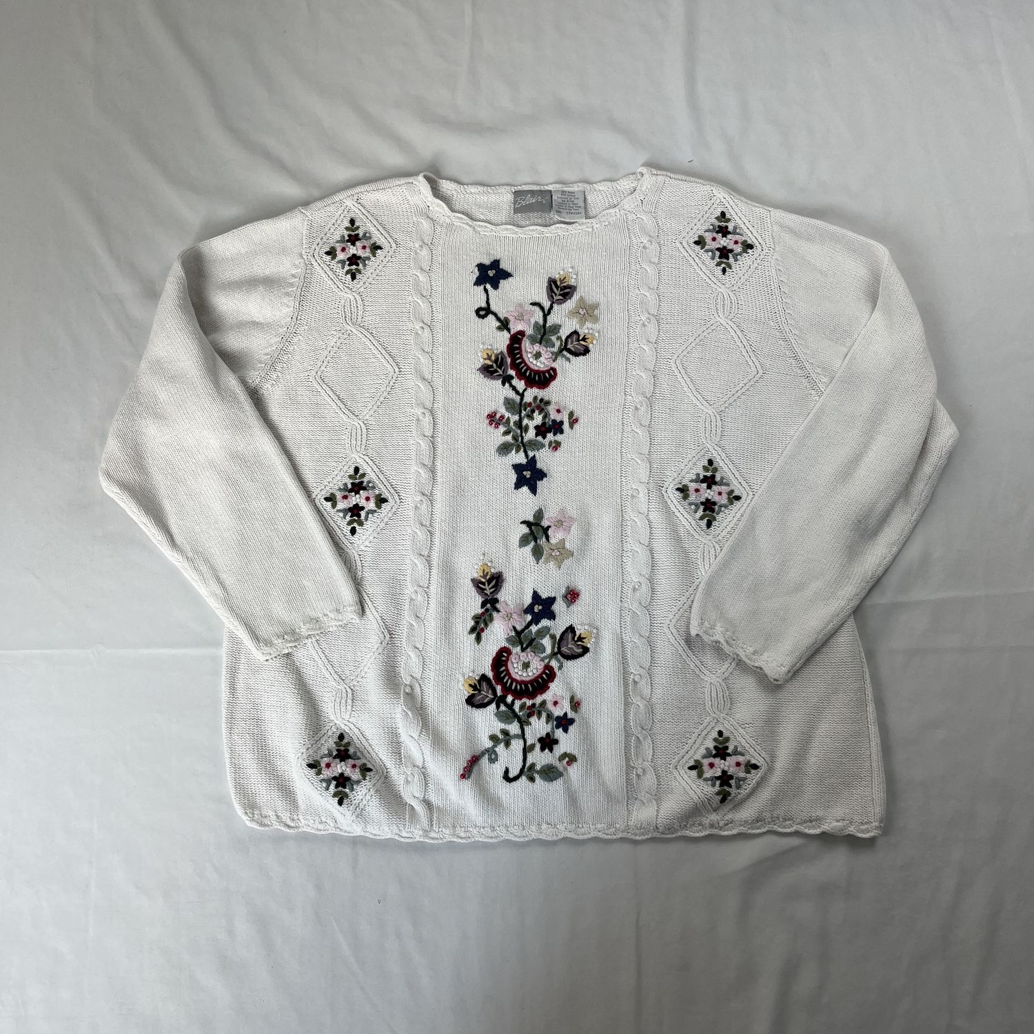 embroidered white sweater